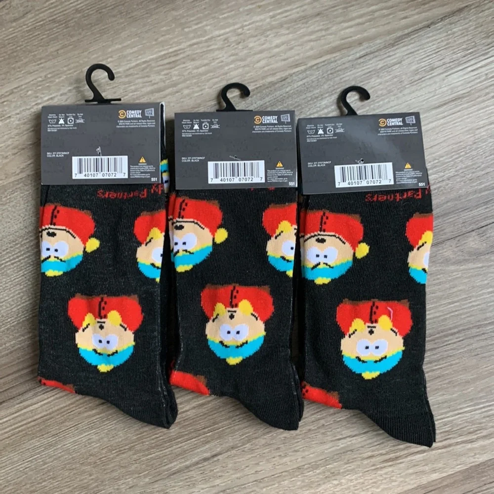 3 Pairs Eric Cartman South Park Crew Socks Men Shoe 6-12 SouthPark Unisex Fun 🆕